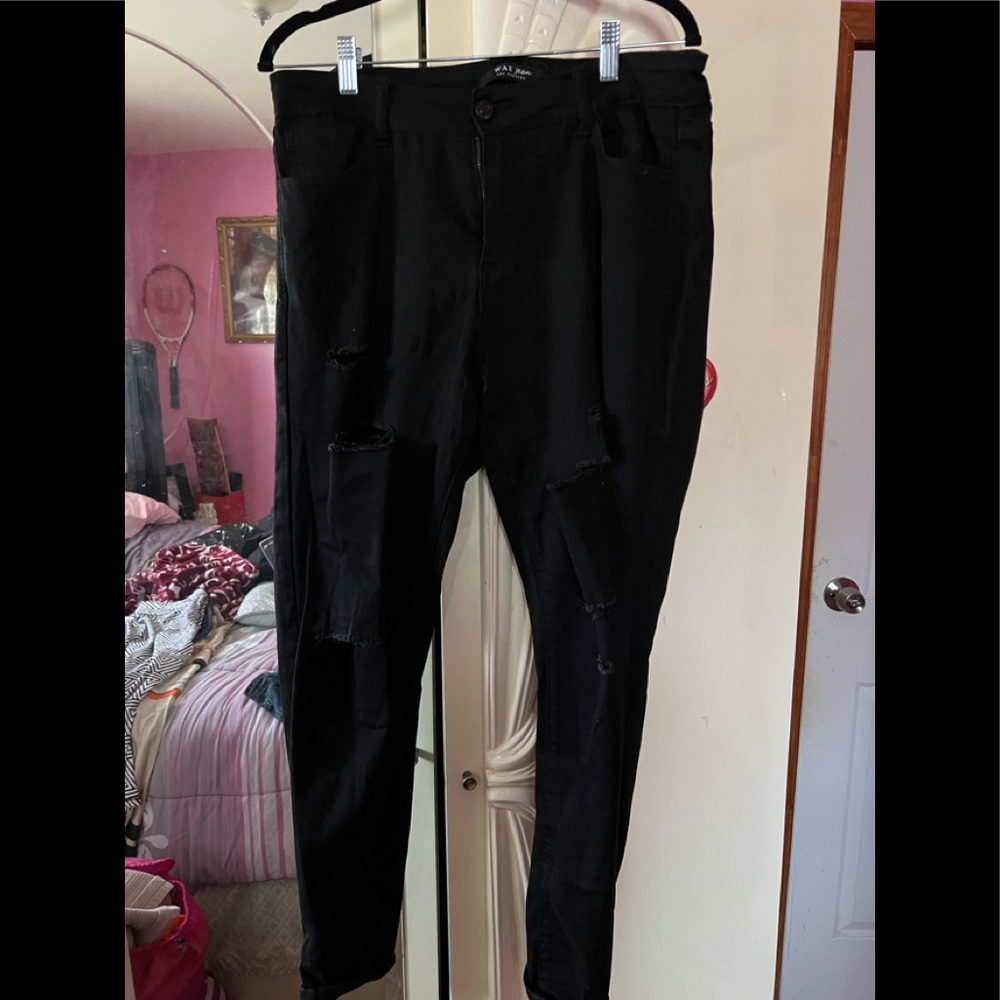 Black ripped jeans size 14